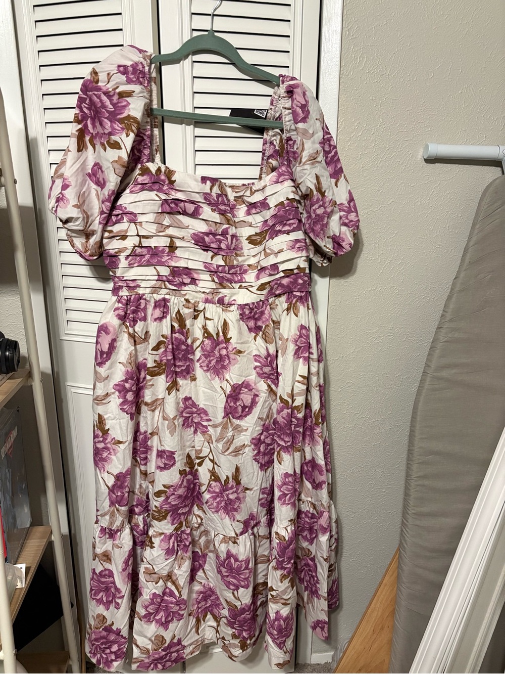 Abercrombie & Fitch Cream Midi Dress with Purple Floral Print